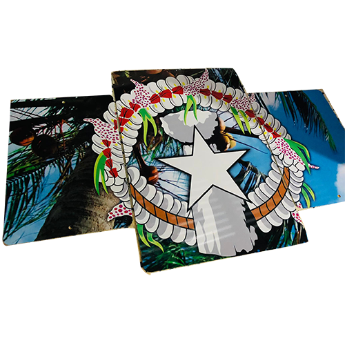 3 Piece - Metal Print - CNMI Seal with Coconut Tree.